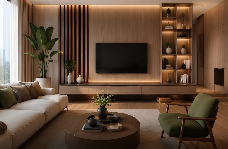 living room and kitchen